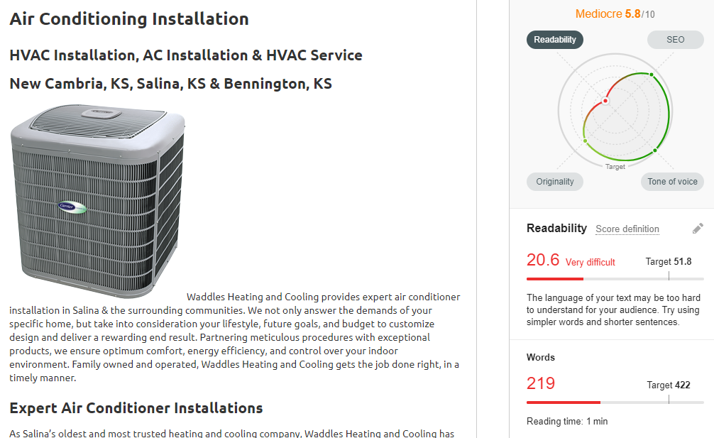 AC Installation page rates 