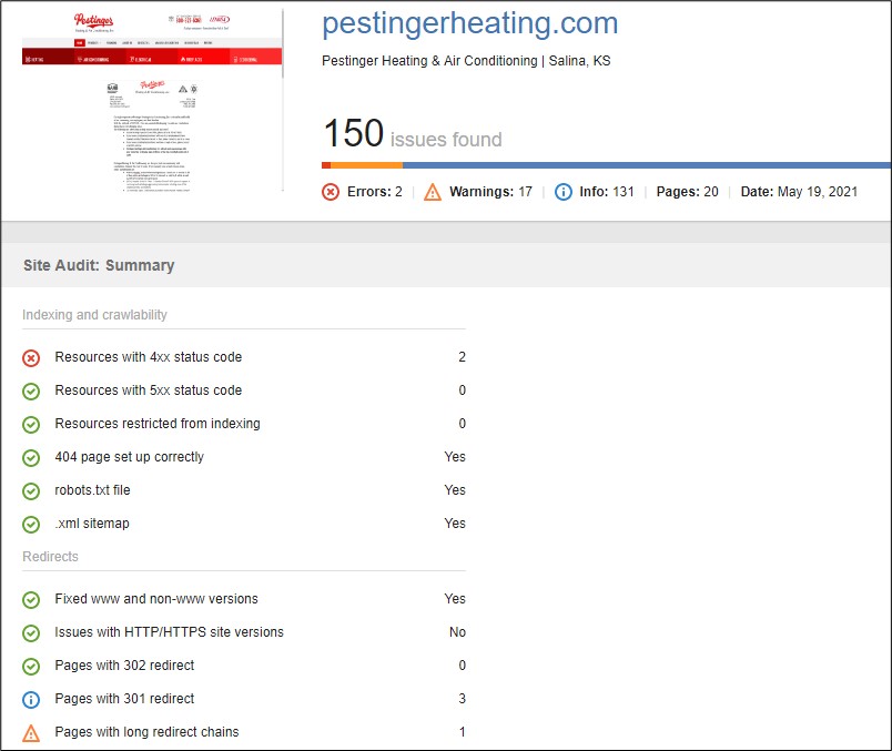 pestinger site audit